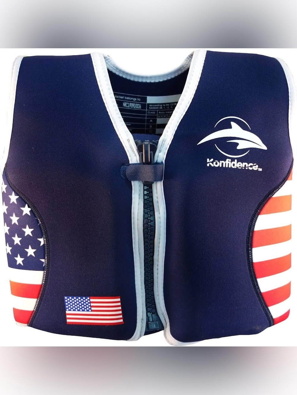 Kids' Navy American Flag Swim Vest